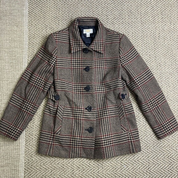 Talbots Jackets & Blazers - Talbots Wool Blazer Women's 10P Brown Houndstooth Classy Career Jacket Lined
